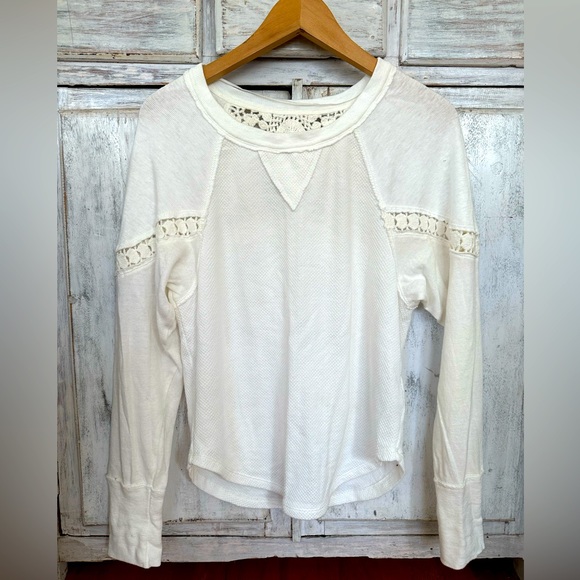 Free People Tops - Free People We the Free, Long Sleeve, White Thermal Lace top, NWOT, Small